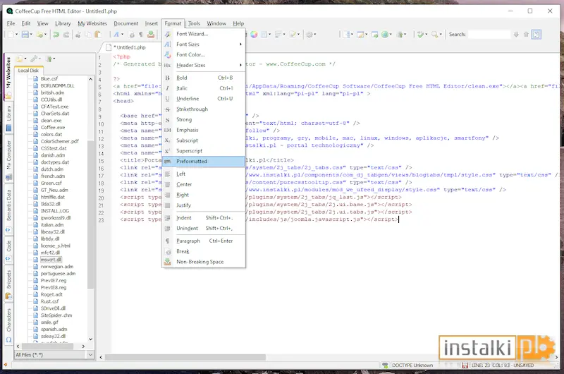 Okladka CoffeeCup Free HTML Editor v17.0